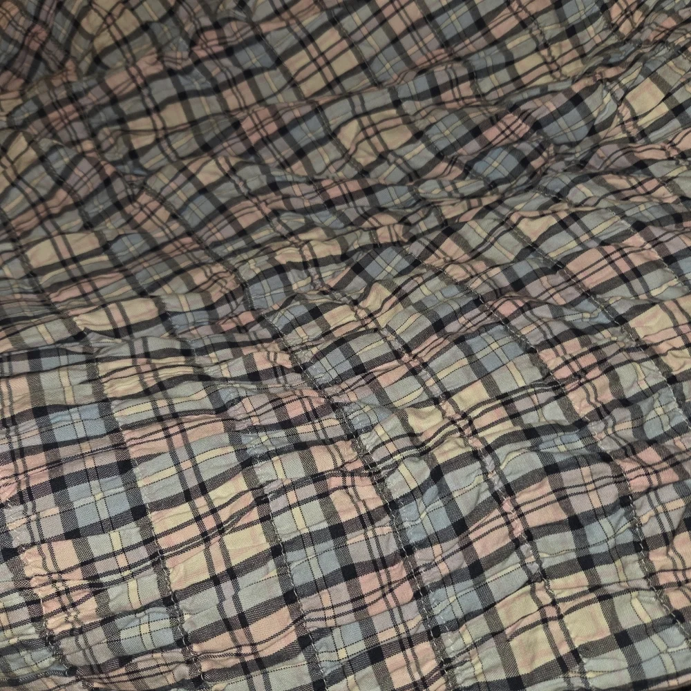 Tommy Hilfiger Home Twin Comforter Blue Plaid Cotton Textured Pleated Crinkled - Picture 5 of 7